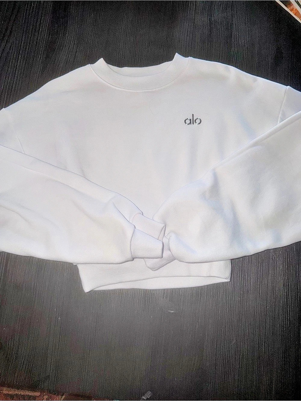 Alo White Crewneck Crop Sweatshirt Like New